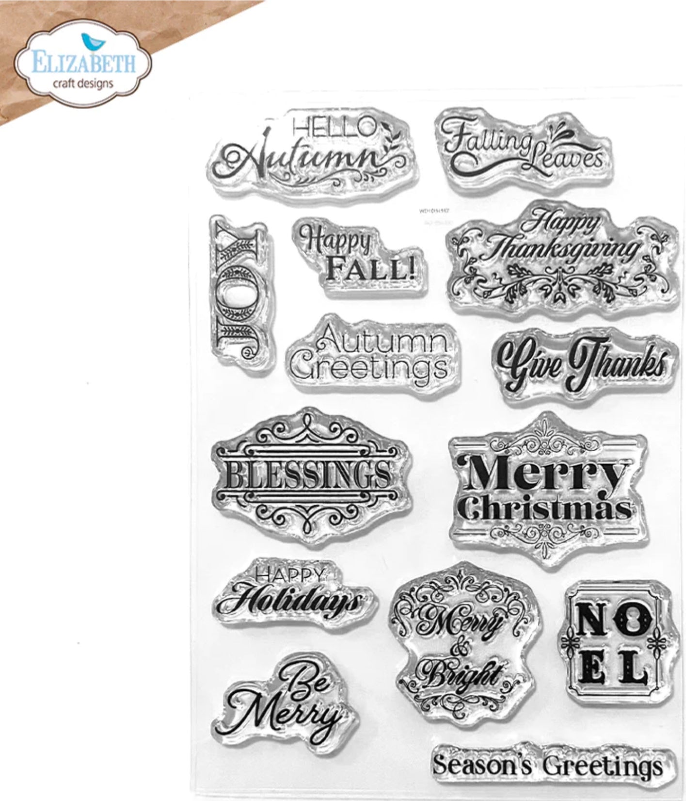 Elizabeth Craft Designs Seasonal Sentiments Stamp Set